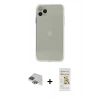 MARSİLYAN™- iPhone 11 Pro Max Kılıf Ahenk Doku - Siyah Mat Seramik Nano Ekran Koruyucu + Pers Alüminyum Kamera Lens - YL