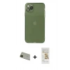 MARSİLYAN™- iPhone 11 Pro Max Kılıf Ahenk Doku - Siyah Mat Seramik Nano Ekran Koruyucu + Rainbow Kamera Lens Koruma Cam - YL