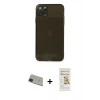 MARSİLYAN™- iPhone 11 Pro Max Kılıf Ahenk Doku - Siyah Mat Seramik Nano Ekran Koruyucu + Rainbow Kamera Lens Koruma Cam - YL