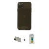 MARSİLYAN™- iPhone 11 Pro Max Kılıf Ahenk Doku - Siyah Polymer Nano Ekran Koruyucu + Rainbow Kamera Lens Koruma Cam - YL