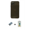 MARSİLYAN™- iPhone 11 Pro Max Kılıf Ahenk Doku - Siyah Polymer Nano Ekran Koruyucu + Shine Kamera Lens Koruma Cam - GD