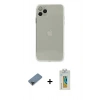 MARSİLYAN™- iPhone 11 Pro Max Kılıf Ahenk Doku - Siyah Polymer Nano Ekran Koruyucu + Siyah Metal Kamera Lens Koruma Cam