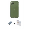 MARSİLYAN™- iPhone 11 Pro Max Kılıf Ahenk Doku - Siyah Seramik Nano Ekran Koruyucu + Shine Kamera Lens Koruma Cam - GI