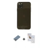 MARSİLYAN™- iPhone 11 Pro Max Kılıf Ahenk Doku - Siyah Seramik Nano Ekran Koruyucu + Metal Kamera Lens Koruma Cam - GD