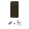 MARSİLYAN™- iPhone 11 Pro Max Kılıf Ahenk Doku - Siyah Seramik Nano Ekran Koruyucu + Metal Kamera Lens Koruma Cam - GS