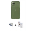 MARSİLYAN™- iPhone 11 Pro Max Kılıf Ahenk Doku - Siyah Seramik Nano Ekran Koruyucu + Pers Alüminyum Kamera Lens - LT
