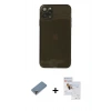 MARSİLYAN™- iPhone 11 Pro Max Kılıf Ahenk Doku - Siyah Seramik Nano Ekran Koruyucu + Metal Kamera Lens Koruma Cam - MR