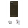 MARSİLYAN™- iPhone 11 Pro Max Kılıf Ahenk Doku - Siyah Seramik Nano Ekran Koruyucu + Pers Alüminyum Kamera Lens - SH