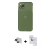MARSİLYAN™- iPhone 11 Pro Max Kılıf Ahenk Doku - Siyah Seramik Nano Ekran Koruyucu + Pers Alüminyum Kamera Lens - SH