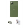 MARSİLYAN™- iPhone 11 Pro Max Kılıf Ahenk Doku - Siyah Seramik Nano Ekran Koruyucu + Rainbow Kamera Lens Koruma Cam - YL
