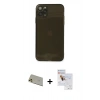 MARSİLYAN™- iPhone 11 Pro Max Kılıf Ahenk Doku - Siyah Seramik Nano Ekran Koruyucu + Rainbow Kamera Lens Koruma Cam - GD