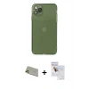 MARSİLYAN™- iPhone 11 Pro Max Kılıf Ahenk Doku - Siyah Seramik Nano Ekran Koruyucu + Rainbow Kamera Lens Koruma Cam - GD