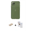 MARSİLYAN™- iPhone 11 Pro Max Kılıf Ahenk Doku - Siyah Seramik Nano Ekran Koruyucu + Renkli Kamera Lens Koruma Cam - YL