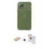 MARSİLYAN™- iPhone 11 Pro Max Kılıf Ahenk Doku - Siyah Seramik Nano Ekran Koruyucu + Renkli Kamera Lens Koruma Cam - SI