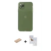 MARSİLYAN™- iPhone 11 Pro Max Kılıf Ahenk Doku - Siyah Seramik Nano Ekran Koruyucu + Renkli Kamera Lens Koruma Cam - TU