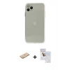 MARSİLYAN™- iPhone 11 Pro Max Kılıf Ahenk Doku - Siyah Seramik Nano Ekran Koruyucu + Renkli Kamera Lens Koruma Cam - SI
