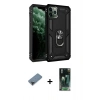 MARSİLYAN™- iPhone 11 Pro Max Kılıf Ahenk Klasik Koleksiyonu - Şeffaf 360 Full Body Arka Koruyucu + Metal Kamera Lens Koruma Cam - SH