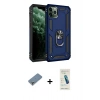 MARSİLYAN™- iPhone 11 Pro Max Kılıf Ahenk Klasik Koleksiyonu - Şeffaf Pasifik Cam Ekran Koruyucu + Gümüş Metal Kamera Lens Koruma Cam