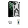 MARSİLYAN™- iPhone 11 Pro Max Kılıf Ahenk Klasik Koleksiyonu - Şeffaf Pasifik Cam Ekran Koruyucu + Pers Alüminyum Kamera Lens - SH