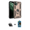 MARSİLYAN™- iPhone 11 Pro Max Kılıf Ahenk Klasik Koleksiyonu - Siyah 18D Cam Ekran Koruyucu + Kamera Lens Koruma Cam - SF