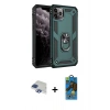 MARSİLYAN™- iPhone 11 Pro Max Kılıf Ahenk Klasik Koleksiyonu - Siyah 18D Cam Ekran Koruyucu + Lacivert Pers Alüminyum Kamera Lens