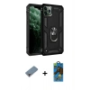 MARSİLYAN™- iPhone 11 Pro Max Kılıf Ahenk Klasik Koleksiyonu - Siyah 18D Cam Ekran Koruyucu + Metal Kamera Lens Koruma Cam - MR
