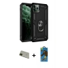 MARSİLYAN™- iPhone 11 Pro Max Kılıf Ahenk Klasik Koleksiyonu - Siyah 18D Cam Ekran Koruyucu + Rainbow Kamera Lens Koruma Cam - YL