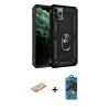 MARSİLYAN™- iPhone 11 Pro Max Kılıf Ahenk Klasik Koleksiyonu - Siyah 18D Cam Ekran Koruyucu + Renkli Kamera Lens Koruma Cam - TU
