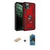 MARSİLYAN™- iPhone 11 Pro Max Kılıf Ahenk Klasik Koleksiyonu - Siyah 18D Cam Ekran Koruyucu + Renkli Kamera Lens Koruma Cam - TU
