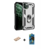 MARSİLYAN™- iPhone 11 Pro Max Kılıf Ahenk Klasik Koleksiyonu - Siyah 18D Cam Ekran Koruyucu + Renkli Kamera Lens Koruma Cam - TU