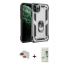 MARSİLYAN™- iPhone 11 Pro Max Kılıf Ahenk Klasik Koleksiyonu - Siyah 20D Premium Cam Ekran Koruyucu + Kırmızı Pers Alüminyum Kamera Lens
