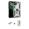 MARSİLYAN™- iPhone 11 Pro Max Kılıf Ahenk Klasik Koleksiyonu - Siyah 20D Premium Cam Ekran Koruyucu + Turuncu Renkli Kamera Lens Koruma Cam
