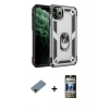 MARSİLYAN™- iPhone 11 Pro Max Kılıf Ahenk Klasik Koleksiyonu - Siyah 34D Hayalet Izgaralı Cam + Shine Kamera Lens Koruma Cam - GD
