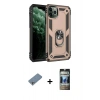 MARSİLYAN™- iPhone 11 Pro Max Kılıf Ahenk Klasik Koleksiyonu - Siyah 34D Hayalet Izgaralı Cam + Shine Kamera Lens Koruma Cam - GS