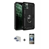MARSİLYAN™- iPhone 11 Pro Max Kılıf Ahenk Klasik Koleksiyonu - Siyah 34D Hayalet Izgaralı Cam + Pers Alüminyum Kamera Lens - LT