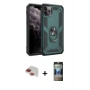 MARSİLYAN™- iPhone 11 Pro Max Kılıf Ahenk Klasik Koleksiyonu - Siyah 34D Hayalet Izgaralı Cam + Pers Alüminyum Kamera Lens - KI