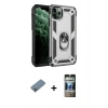 MARSİLYAN™- iPhone 11 Pro Max Kılıf Ahenk Klasik Koleksiyonu - Siyah 34D Hayalet Izgaralı Cam + Shine Kamera Lens Koruma Cam - SABE