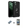 MARSİLYAN™- iPhone 11 Pro Max Kılıf Ahenk Klasik Koleksiyonu - Siyah 34D Hayalet Izgaralı Cam + Shine Kamera Lens Koruma Cam - SH