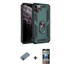 MARSİLYAN™- iPhone 11 Pro Max Kılıf Ahenk Klasik Koleksiyonu - Siyah 34D Hayalet Izgaralı Cam + Shine Kamera Lens Koruma Cam - SH