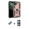 MARSİLYAN™- iPhone 11 Pro Max Kılıf Ahenk Klasik Koleksiyonu - Siyah 34D Hayalet Izgaralı Cam + Shine Kamera Lens Koruma Cam - SH