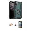 MARSİLYAN™- iPhone 11 Pro Max Kılıf Ahenk Klasik Koleksiyonu - Siyah 34D Hayalet Izgaralı Cam + Renkli Kamera Lens Koruma Cam - TU