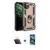 MARSİLYAN™- iPhone 11 Pro Max Kılıf Ahenk Klasik Koleksiyonu - Siyah 34D Izgaralı Cam + Kamera Lens Koruma Cam - SF