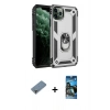 MARSİLYAN™- iPhone 11 Pro Max Kılıf Ahenk Klasik Koleksiyonu - Siyah 34D Izgaralı Cam + Metal Kamera Lens Koruma Cam - MR