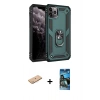 MARSİLYAN™- iPhone 11 Pro Max Kılıf Ahenk Klasik Koleksiyonu - Siyah 34D Izgaralı Cam + Renkli Kamera Lens Koruma Cam - PE