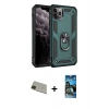 MARSİLYAN™- iPhone 11 Pro Max Kılıf Ahenk Klasik Koleksiyonu - Siyah 34D Izgaralı Cam + Rainbow Kamera Lens Koruma Cam - YL