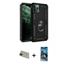 MARSİLYAN™- iPhone 11 Pro Max Kılıf Ahenk Klasik Koleksiyonu - Siyah 34D Izgaralı Cam + Rainbow Kamera Lens Koruma Cam - YL