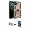 MARSİLYAN™- iPhone 11 Pro Max Kılıf Ahenk Klasik Koleksiyonu - Siyah 34D Izgaralı Cam + Rainbow Kamera Lens Koruma Cam - YL