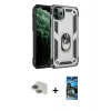 MARSİLYAN™- iPhone 11 Pro Max Kılıf Ahenk Klasik Koleksiyonu - Siyah 34D Izgaralı Cam + Yeşil Pers Alüminyum Kamera Lens