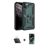 MARSİLYAN™- iPhone 11 Pro Max Kılıf Ahenk Klasik Koleksiyonu - Siyah 360 Mat Full Body Arka Koruyucu + Kamera Lens Koruma Cam - SF