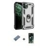 MARSİLYAN™- iPhone 11 Pro Max Kılıf Ahenk Klasik Koleksiyonu - Siyah 360 Mat Full Body Arka Koruyucu + Shine Kamera Lens Koruma Cam - MI